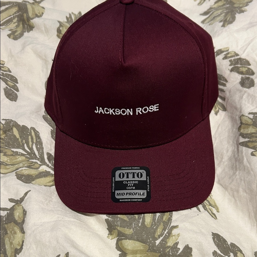 OTTO Maroon Baseball Hat with Jackson Rose Embroidery